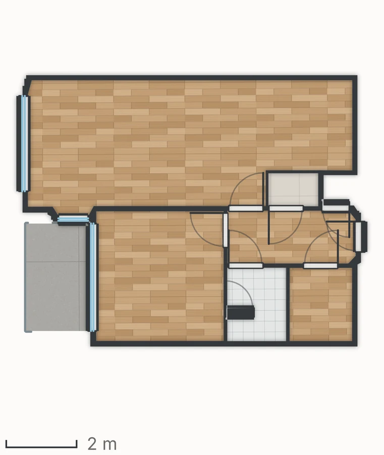 Floor plan of unit 2.02, at the same scale as the others